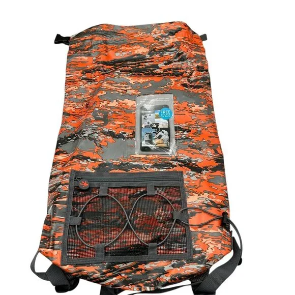 GECOBRANDS Hydroner 20L Camo Dry Bag Waterproof Backpack Orange-Gray Roll Top Backpacks